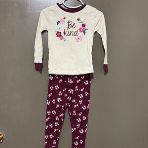 Wonder Nation Floral 'Be Kind' Pajama Set - Cream and Burgundy